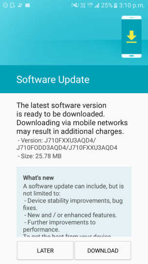 Samsung Galaxy J7 (2016) getting April security update