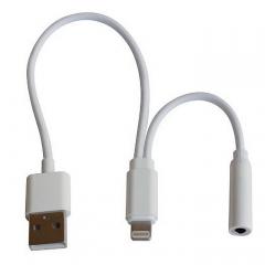 3.5MM 1 Male to 2 Female Headphone Earphone Adapter for iphone 7 Charging Line USB Connector